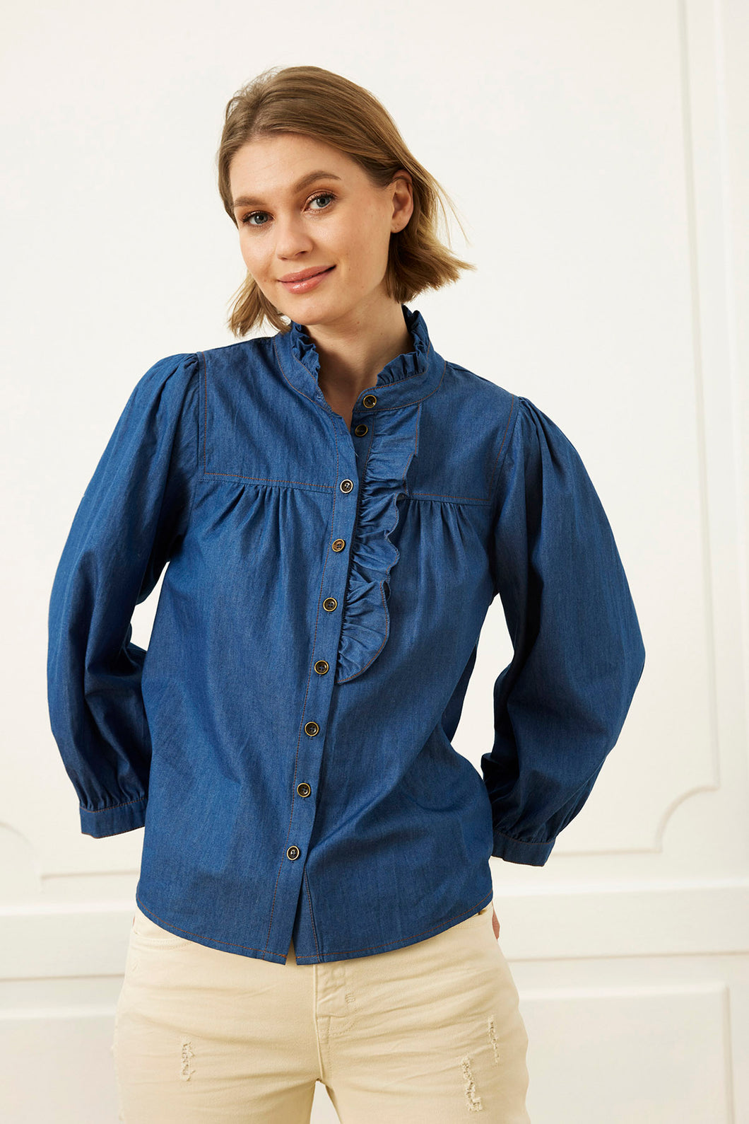 IN FRONT BLOUSE MARLIE DEMIN BLUE