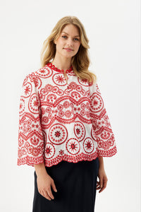 IN FRONT BLOUSE DONNI RED/WHITE