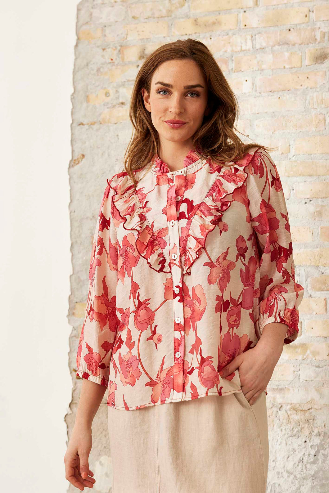 IN FRONT SHIRT SOMMER CORAL ROSE