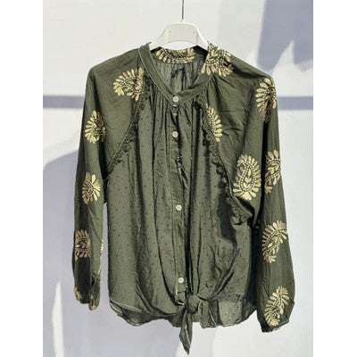 BOHO LOVE BLOUSE ARMY/GOLD