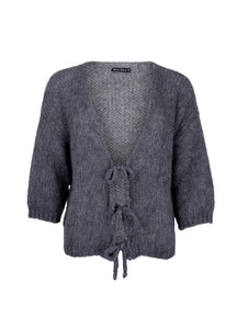 BLACK COLOUR CASEY BOW CARDIGAN GREY 1140