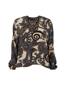 BLACK COLOUR LUNA BLOUSE GREY PAISLEY 39162