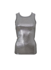 BLACK COLOUR FLASH GLITTER TANK TOP SILVER 40552