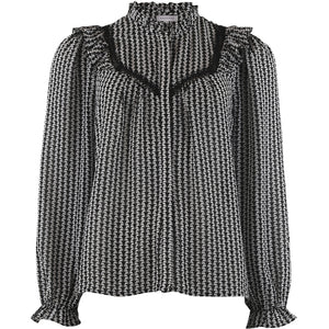 CONTINUE BLOUSE BODIL BLACK/WHITE