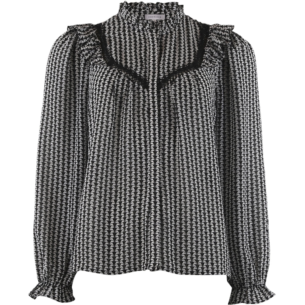 CONTINUE BLOUSE BODIL BLACK/WHITE