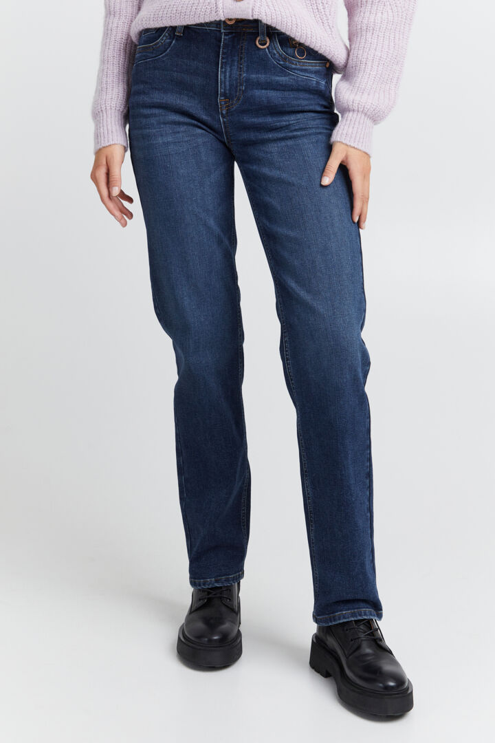 PULZ EMMA JEANS STRAIGT LEG DARK BLUE