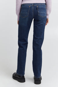 PULZ EMMA JEANS STRAIGT LEG DARK BLUE