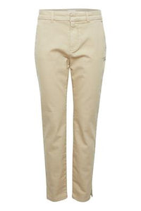 PULZ PANT CLARA BEIGE/WHITE PEPPER